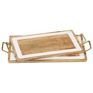 Bandeja Rectangular Acanalada de Madera de Mango, la Más Vendida, Plato de Madera Artesanal, Decoración Moderna para Mesa, Venta al por Mayor, Set de Regalo para el Hogar - Product Image 3