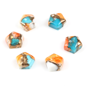 Cabujón de Turquesa Oyster Copper Hexagonal con Reverso Plano, Gema de 14x14mm, 100% Natural para la Fabricación de Joyería a Precio de Mayoreo - Product Image 1