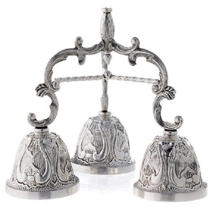 Campanas de Mano Metálicas Clásicas Tradicionales con Asa Ornamentada, Acabado en Níquel Decorativo, Ecológicas, Duraderas, para Iglesia y Hogar, Proveedor de Campanas de Latón - Product Image 1