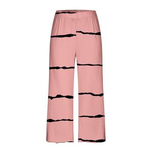 Custom Women's <b>Three</b> <b>Quarter</b> <b>Length</b> Polyester Printed Wide Leg Solid Pants Mid Waist Elastic Breathable Loose Fit Summer Style - Product Image 5