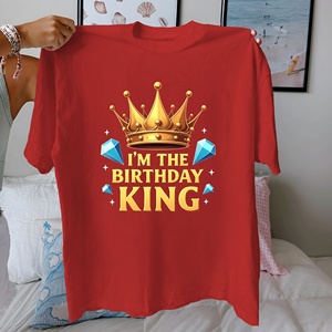 I M THE BIRTHDAY KING con corona, Camiseta de algodón puro para mujer, ajuste cómodo - Product Image 1