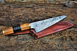 Cuchillo de chef japonés, cuchillo de cocina japonés, cuchillo para deshuesar, acero de Damasco, cuchillo japonés, cuchillo Honesuki, cuchillo para filetear - Product Image 4