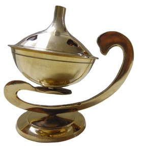 Nouvel Arrivage Brûleur d'encens et diffuseur d'aromathérapie en laiton plaqué or poli antique, gaufré, très vendu et de qualité supérieure - Product Image 1