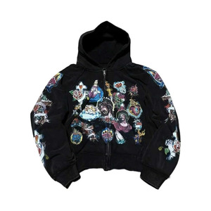 Vêtements vintage Y2k, sweat à capuche zippé streetwear homme femme, sweat à capuche graphique surdimensionné style rappeur - Product Image 1