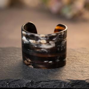 Buffalo Horn Cuff Bangle Irregular Shape <b>Polished</b> <b>Black</b> Natural Craft Art Eco-Friendly Handmade Durable Collectible Jewelry - Product Image 2