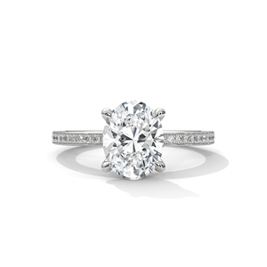 Bague pour femme en platine avec diamant ovale transparent, sertie à griffes, idéale pour fiançailles, anniversaire, mariage, fête, cadeau, bijoux fins, romantique - Product Image 1