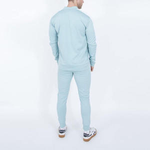 Survêtement bleu clair pour homme, manches longues, couleur unie, décontracté, respirant, en coton et élasthanne, avec cordon de serrage et poches latérales - Product Image 2