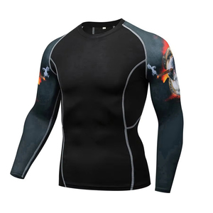 Unisex Men's Long Rashguard <b>Compression</b> MMA Gym Fitness Sportswear BJJ <b>Vest</b> with OEM Design Unisex Rash Guard Fabric Material - Product Image 5