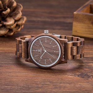Reloj de Madera Hecho a Mano al por Mayor, Estilo Vintage, con Logotipo Personalizado, Diseño Art Deco y Forma Redonda para Hombre - Product Image 3
