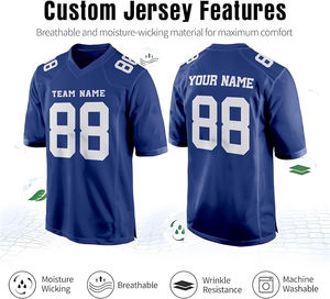 Jersey de Fútbol Americano Sublimado Personalizado, Transpirable, Talla Grande, Manga Corta, Uniforme de Juego con Logotipo Frontal, Precio Económico, OEM - Product Image 4