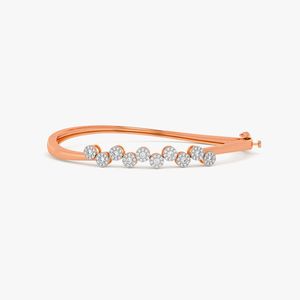 Pulsera de tenis con halo circular de diamantes cultivados en laboratorio en oro rosa - Product Image 1