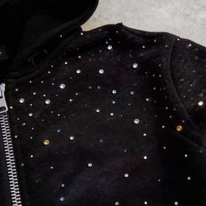 Customized Men's Crystal Star Pattern Starry Sky Hoodie, Acid washed Rhinestone Distress Hoodie Thick Hooded Coat - Product Image 4