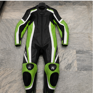 Traje de moto de cuero PU negro y azul para hombre, estilo color block, cortavientos, con cremallera, corte ajustado, estilo motero, con capucha delantera delgada - Product Image 2
