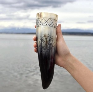 Premium Horn Mug Handcrafted Viking <b>Drinking</b> Cup Natural Polished Finish for Beer Mead Whisky Unique <b>Bar</b> Accessory - Product Image 5