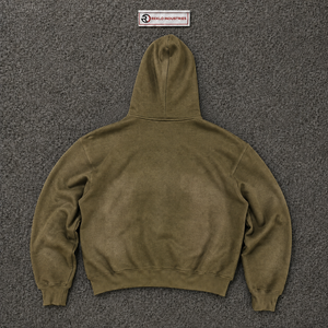 Sudadera con capucha premium de oliva extragrande con cremallera completa, unisex, lisa, estilo streetwear, de ajuste holgado, venta al por mayor - Product Image 6