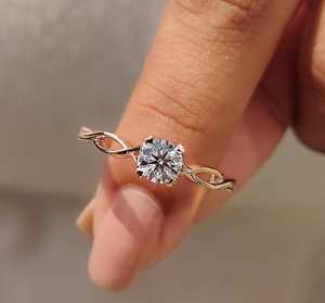 Bague de fiançailles pour femme avec diamant de laboratoire 1 carat, style classique, or massif 10k 14k 18k, cadeau d'anniversaire de mariage, bague en diamant - Product Image 4