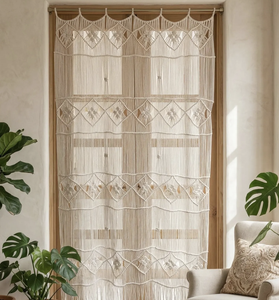 Rideau de porte |   Décoration murale en macramé fait main |   Panneau de séparation de pièce |   Décoration en macramé en coton - Product Image 1
