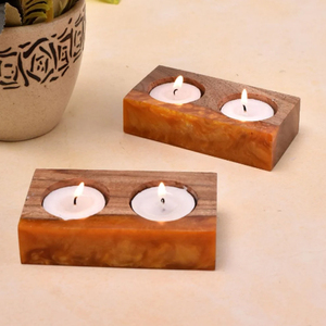 Juego de Portavelas de Madera para Velas de Té, Forma Cuadrada, Decoración para el Hogar, Material de Madera - Product Image 4