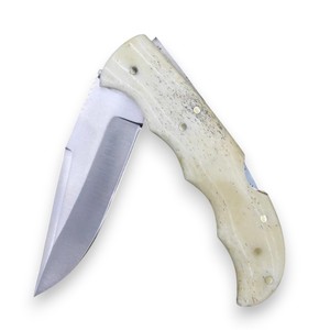 Cuchillo Plegable de Acero Inoxidable con Bloqueo Trasero, Mango de Hueso, Funda para Transporte Vertical, Cuchillo EDC de Bolsillo para Caza y Camping, Personalizado OEM - Product Image 4