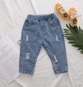 Jeans en denim délavé blanc décontracté pour garçons et filles, coupe slim, pour tout-petits de 2 à 5 ans, vêtements d'automne, délavage moyen - Product Image 3