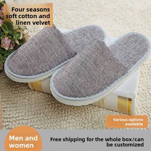 Pantuflas de <span class=keywords><strong>Hotel</strong></span> de Felpa Suave al por Mayor con Suela Antideslizante de EVA, Pantuflas Duraderas con Bordado Personalizado para <span class=keywords><strong>SPA</strong></span> y Resort - Product Image 5