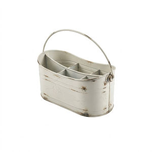 Porta cubiertos de metal galvanizado de estilo rústico de alta calidad, acabado negro martillado, organizador ovalado para utensilios de cocina y soporte para cucharas. - Product Image 5