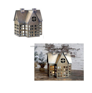 โลหะบ้านเทียนโคมไฟเสาผู้ถือชุดของ3ตกแต่งหรูหราโคมไฟสีดำ - Product Image 4