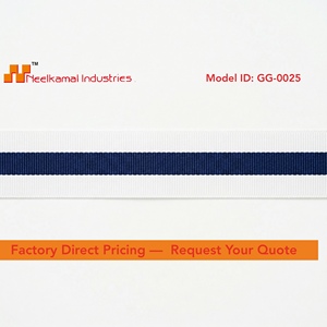 ริบบิ้นโกรเกรนสีขาวลายทางกลางสีกรมท่าขนาด 25 มม. 1 นิ้ว ขายส่ง สำหรับทำโบว์ดอกไม้ งานเย็บปักถักร้อย ของตกแต่งงานปาร์ตี้ ของขวัญ และงานประดับตกแต่ง - Product Image 4