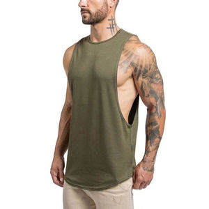 Camiseta sin mangas de algodón y elastano para hombre, estilo stringer, corte muscular, espalda en Y, para gimnasio, con bordado a máquina, transpirable, de secado rápido, para entrenamiento. - Product Image 4