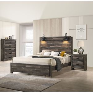 Rustico contemporaneo cinque cassetti di stoccaggio 1pc marrone finitura in legno camera da letto mobili - Product Image 4