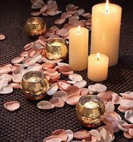 Bocal à bougie en verre décoratif en forme de bol, couleur or, vide, pour décoration intérieure, utilisation sur table, table à manger, mariage, fête, événement festif