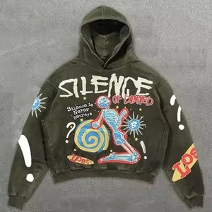 Sudadera con Capucha de Algodón Grueso al por Mayor, con Logotipo Bordado Personalizado, Sudadera con Capucha Extra Grande para Hombre y Mujer, Ropa de Moda - Product Image 1
