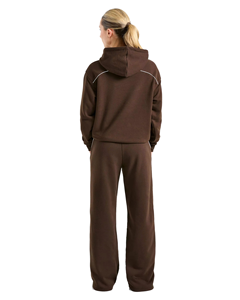 Conjunto Deportivo Negro para Mujer, Pantalones Largos y Sudadera con Cremallera, Corte Holgado Informal, Color Sólido, Transpirable, Ropa de Primavera - Product Image 6