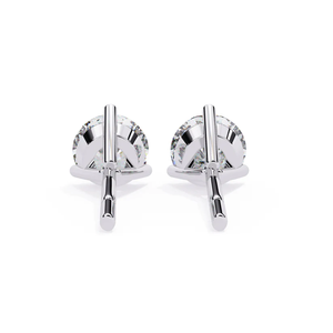 Pendientes de Botón de Moissanita Redonda Brillante de 7mm, 2.5 CTW, 3 Puntas, Plata de Ley 925, Alternativa al Diamante, Joyería Hipoalergénica - Product Image 2