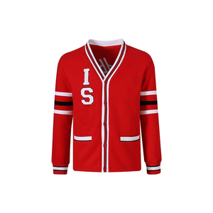 Cardigan en molleton rouge de l'Université de l'État d'Illinois, col en V, style Letterman, en laine épaisse/cachemire, tricot classique universitaire pour l'hiver - Product Image 1