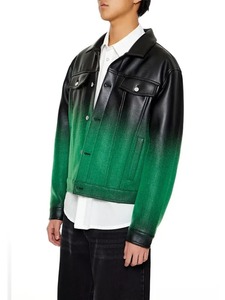 Chaqueta de Cuero Sintético Estilo Motociclista Ombre, Unisex, Vintage, Ajustada, Estilo Urbano - Product Image 2