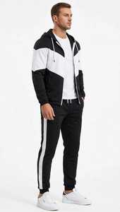 ONETEN APPARELS Conjunto Deportivo con Capucha para Hombre, Color Negro y Blanco, Bloques de Color Sólido, 2 en 1, Pantalones Deportivos Largos 100% Algodón con Cintura Elástica - Product Image 4