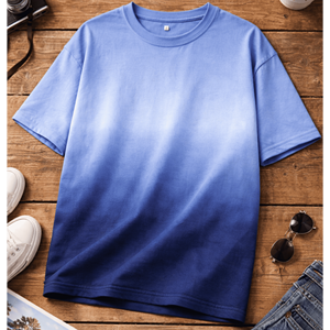 Camiseta Oversize Premium Ombre para Hombre, 240 GSM, Algodón Pesado, Color Degradado, Estilo Urbano, Manga Corta, Informal - Product Image 3