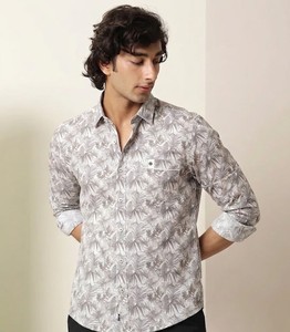 Chemise décontractée à rayures pour homme, double boutonnage, manches longues, col rabattu, respirante, en lin/coton, pour l'été - Product Image 2