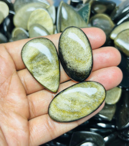 Cabujones de Obsidiana Dorada 100% Naturales de Alta Calidad, Piedras Preciosas Sueltas Certificadas, Tamaños y Formas Personalizadas, Suministro al por Mayor para Joyería - Product Image 2