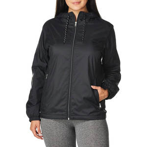 Factory Wholesale Women's Hooded Windbreaker <b>Jacket</b> Custom Women's Solid Black Color Breathable Outdoor Windbreaker <b>Jacket</b> - Product Image 1