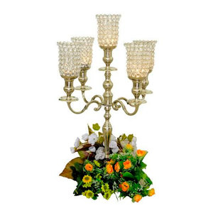 Candelabro de cristal con cuentas, elegante portavelas de metal plateado para centro de mesa de boda, decoración navideña para el hogar, artículos para fiestas - Product Image 4