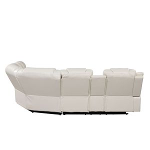 Divano Sezionale Reclinabile Challenger in Stile Moderno, in Ecopelle con Porte USB-C Integrate e Bluetooth, Colore Ghiaccio per Soggiorno - Product Image 6