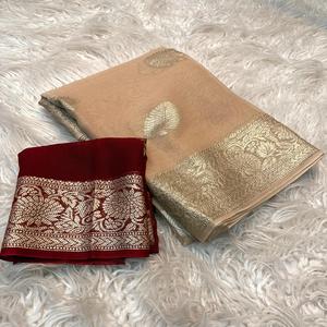 Sari Moderno de Georgette de Seda con Blusa Pallu para Mujer, Uso Casual y de Fiesta, Secado Rápido, Corte Regular - Product Image 1