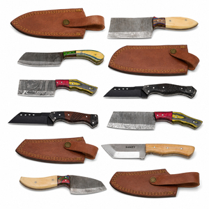 Burraq Custom Handmade Damascus Steel Chef Cleaver Knife <b>Clip</b> Point Blade 0.5mm Thickness Colourful Wood Handle for Kitchen - Product Image 6