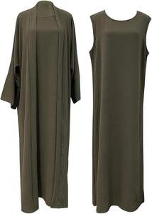 ชุดบุรก้าสีพื้น รุ่นล่าสุด เสื้อผ้ามุสลิมอิสลาม ขายดีที่สุด ดูไบ อบายะสองชั้น พร้อมผ้าคลุมศีรษะฮิญาบ  โลโก้ปรับแต่งได้ - Product Image 5