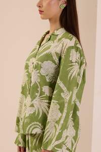 Ensemble de pyjama pour femmes en coton 100% imprimé paon et jardin, doux et respirant, vêtements de nuit pour femmes, vêtements de détente, été, printemps - Product Image 4