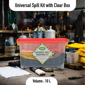 Kit anti-déversement universel 10 litres, boîte transparente, coussinets absorbants portables pour interventions d'urgence, pour fuites d'huile, de produits chimiques et d'eau en laboratoire - Product Image 2