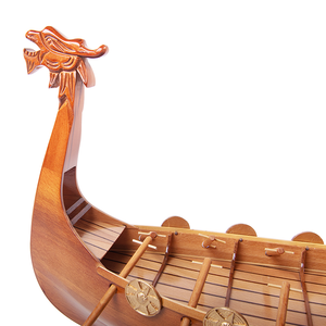B028 - Modelo de Barco Vikingo Drakkar de Madera Hecho a Mano, Decoración Marítima Histórica, Artículo de Regalo Personalizado 64Lx16.5Wx50H cm - Product Image 4