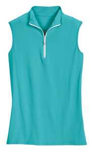 Chemise d'équitation sans manches pour femme avec fermeture éclair, blanche unie, respirante, en tricot - Product Image 2